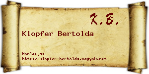 Klopfer Bertolda névjegykártya